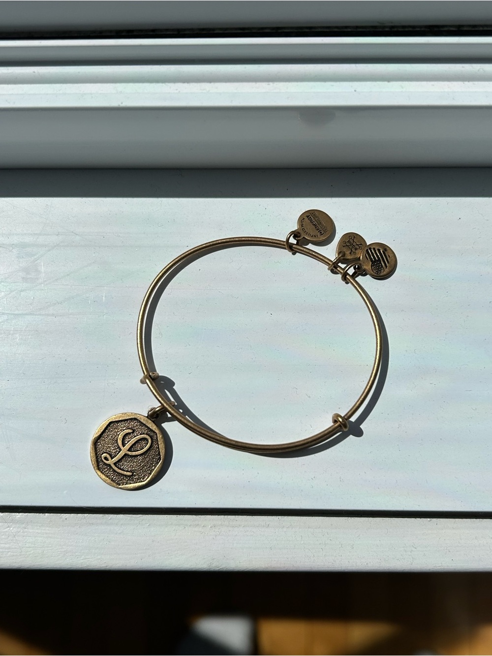 Alex and Ani Gold Initial L Charm Bangle Bracelet